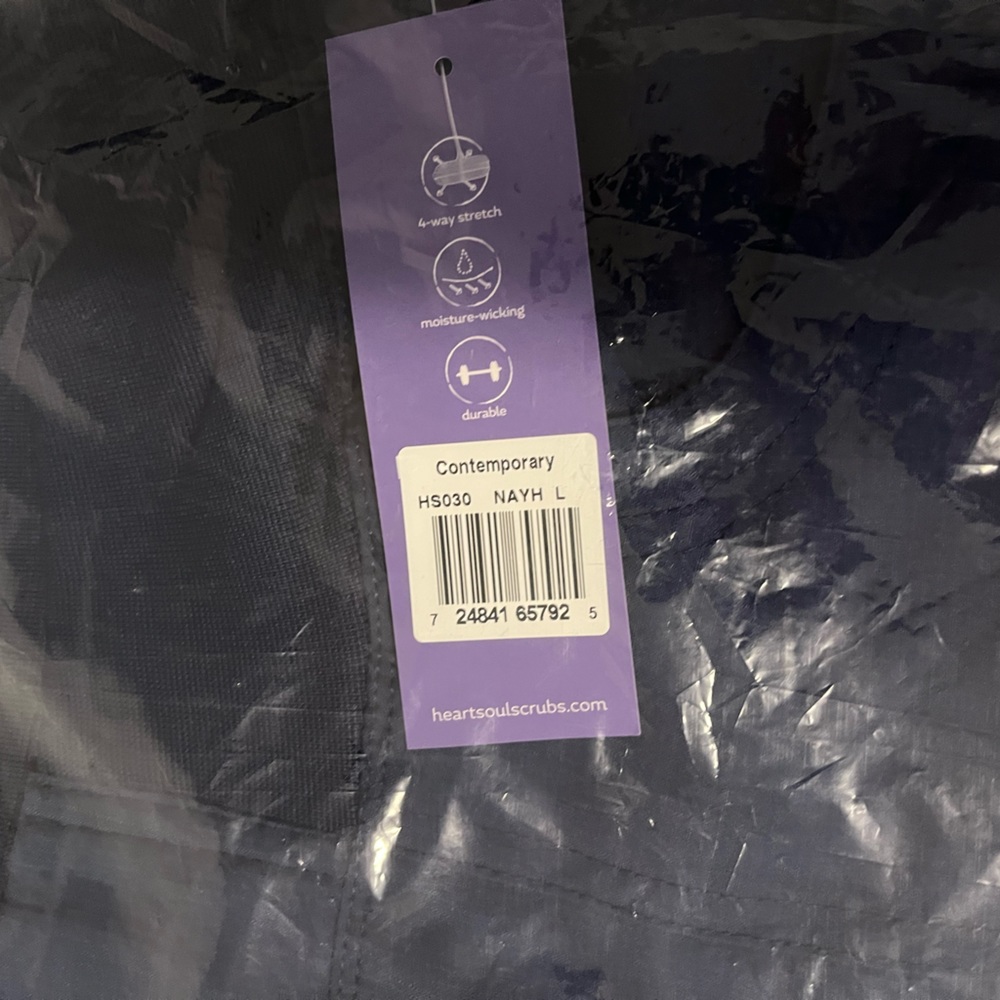 NWT Large Navy HeartSoul Break on Through Drawstring Jogger Scrub Pants - Picture 3 of 4